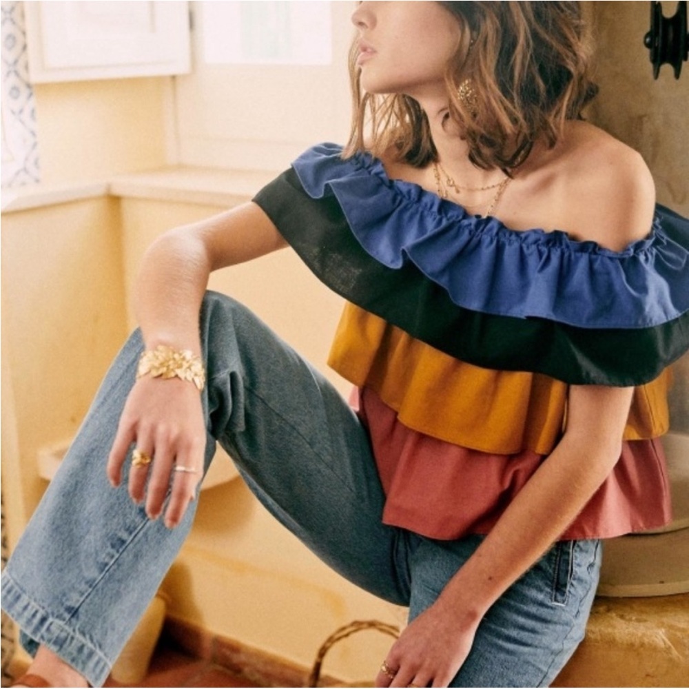 Sezane Tania Top in Mix Colors size 36